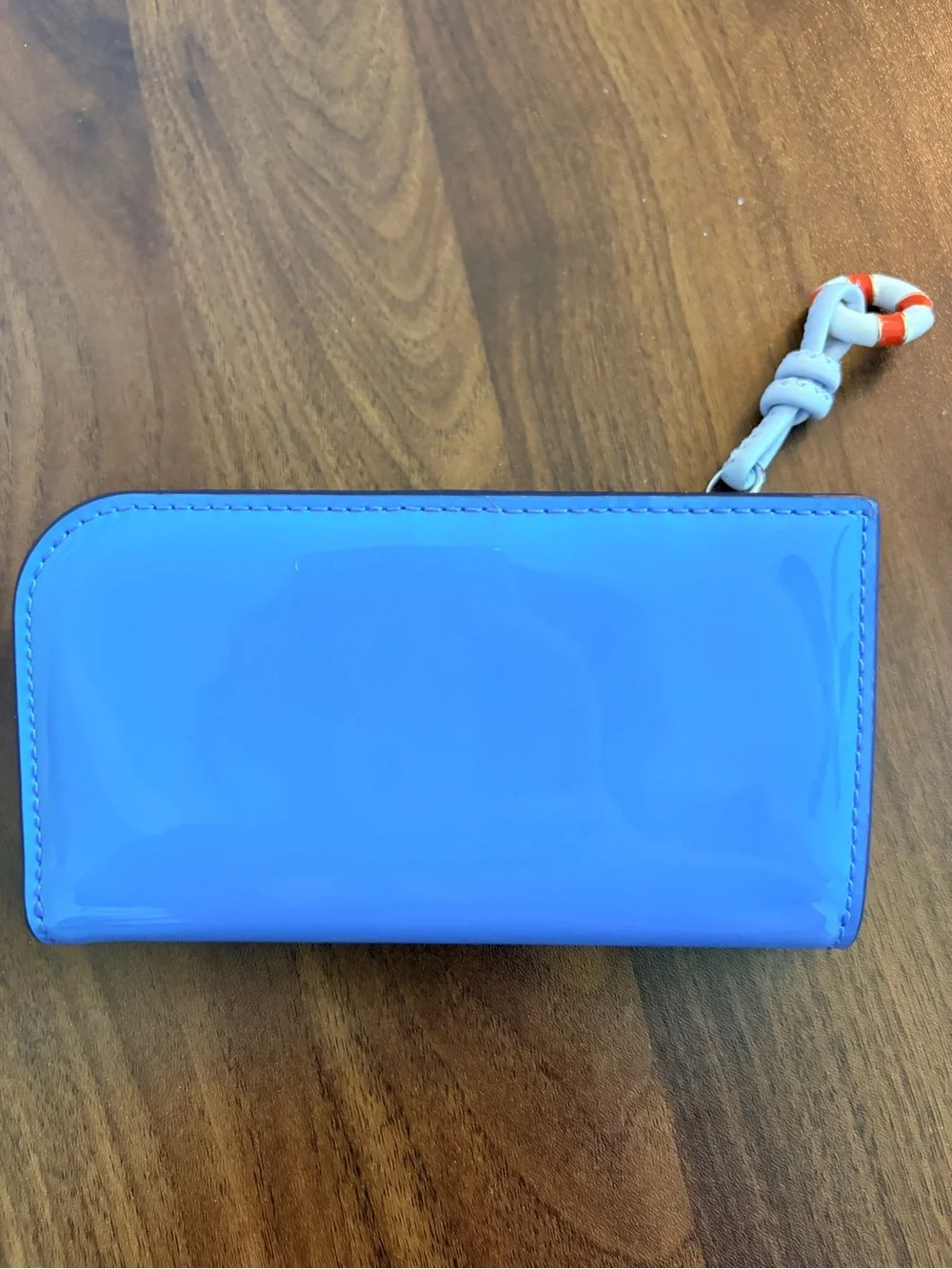 kate spade blue patent leather bifold wallet with lifesaver charm key 🛟